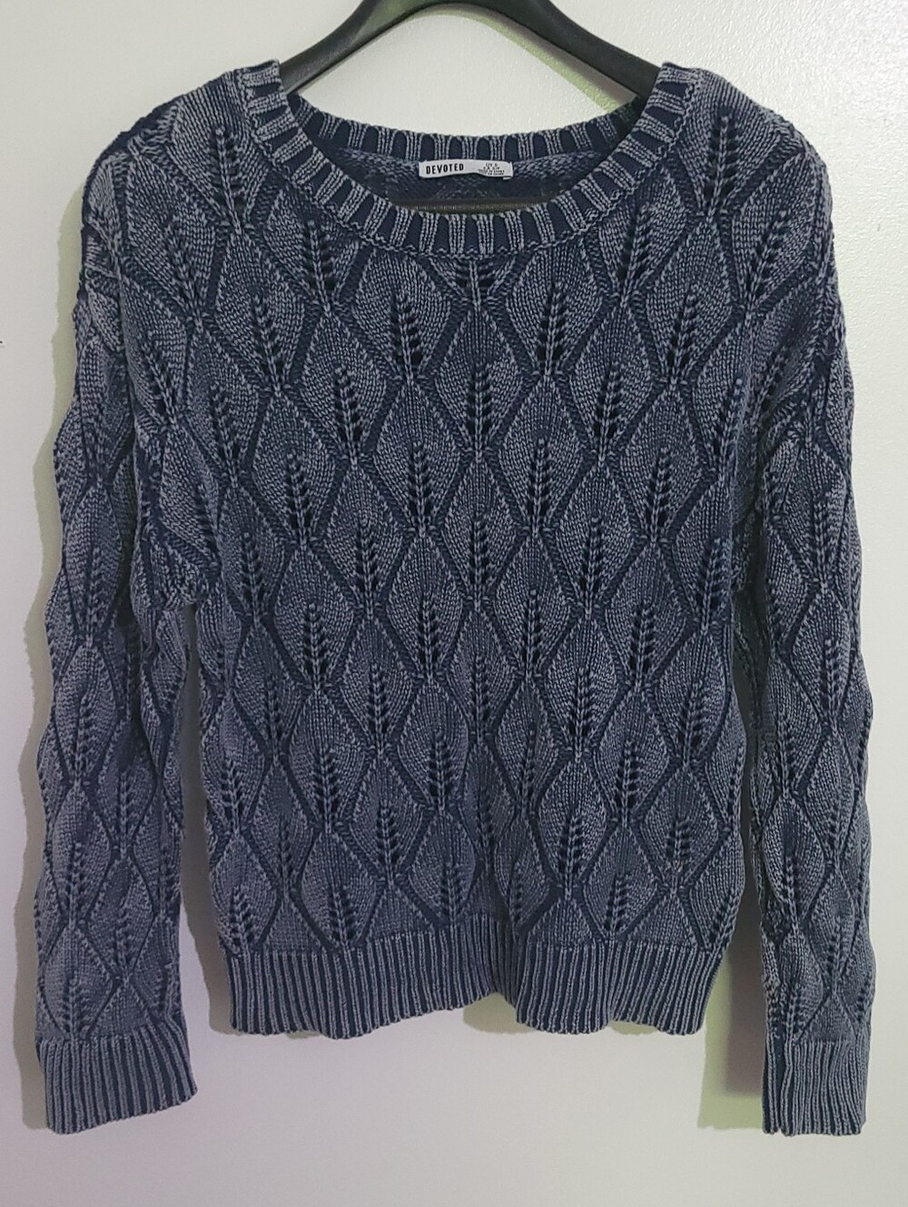 Devoted Pointelle Sweater Blue Size S